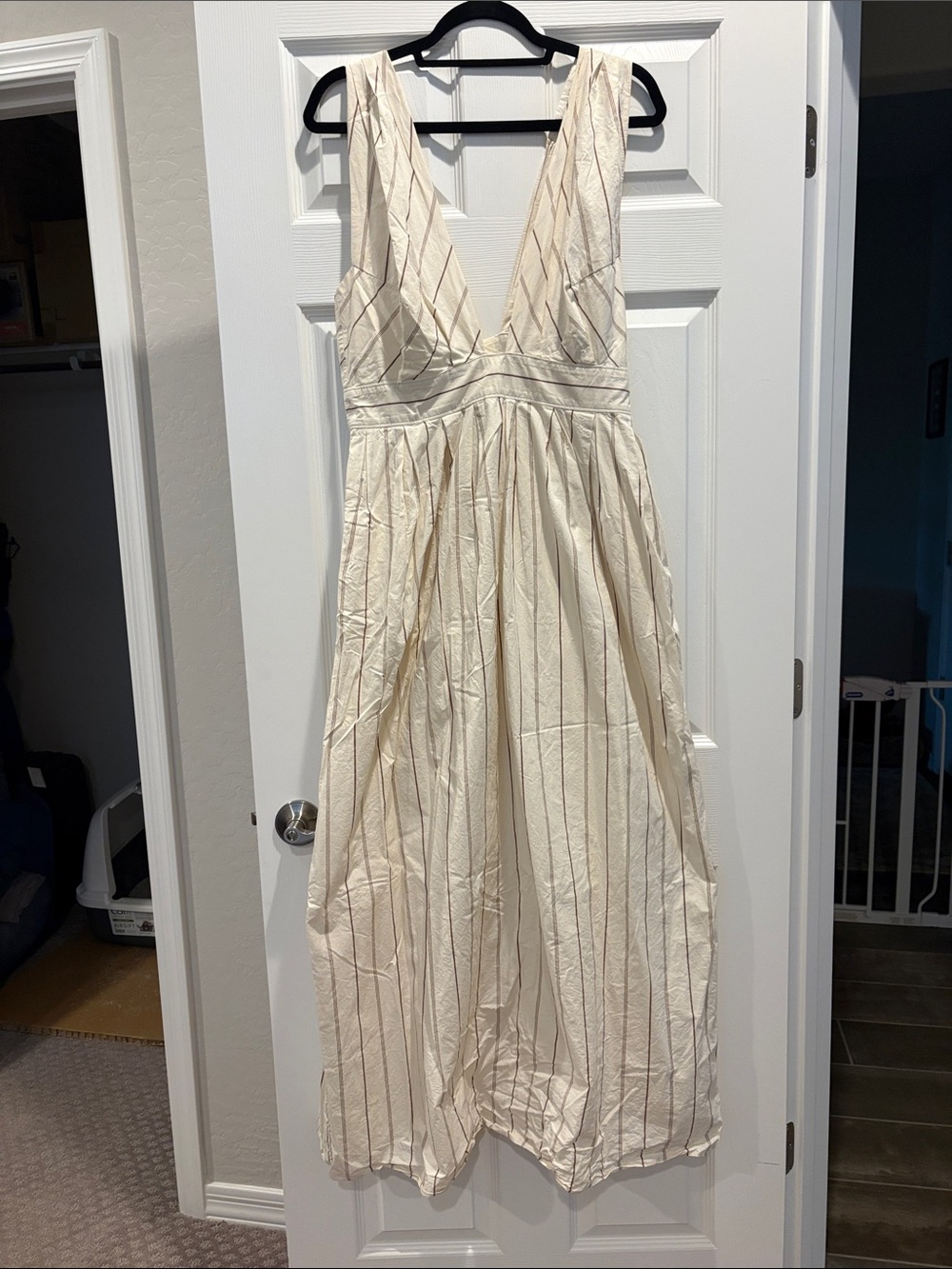 Banana Republic Cream Maxi Dress with Brown Stripes